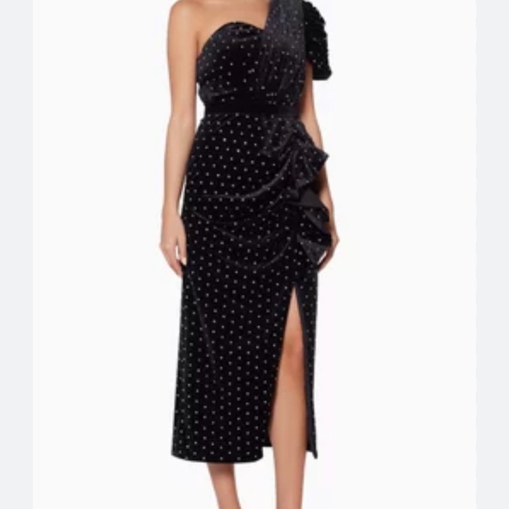 Self-Portrait Black and White One-Shoulder Dress